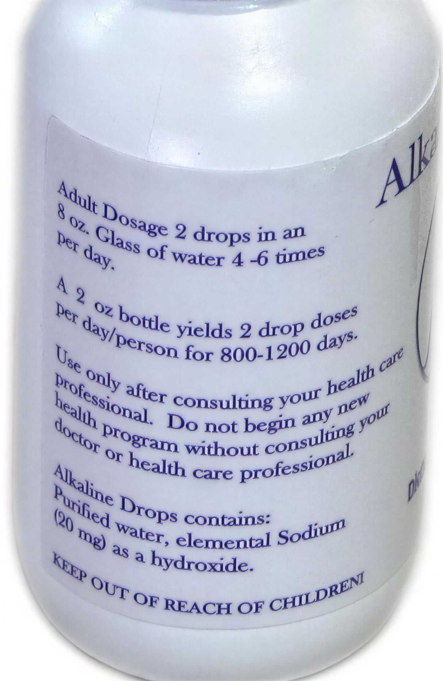 The Angstrom Minerals Alkaline Drops supplement from Elemental Research, Inc. is a liquid alkalizer (20 mg/L) designed for superior absorption. It's sold in 2 oz white plastic squeeze bottles with a consistent branding style: White body, white cap, prominent logo, dark blue label accents, and text highlighting "Alkaline Drops", mineral concentrations, and benefits such as digestive and immune health support.