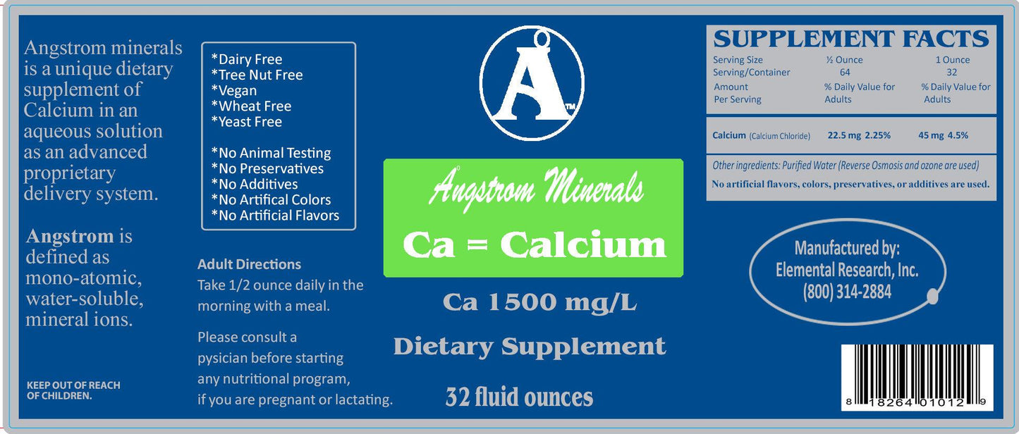 Angstrom Minerals Calcium 32oz - High Absorption Liquid Supplement for Bone Health