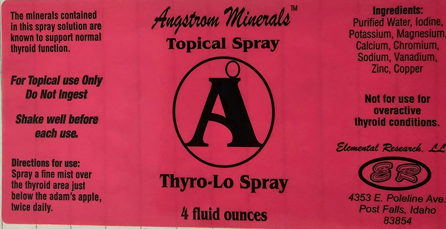 Angstrom Minerals Thyro-Lo Topical Spray 4 oz